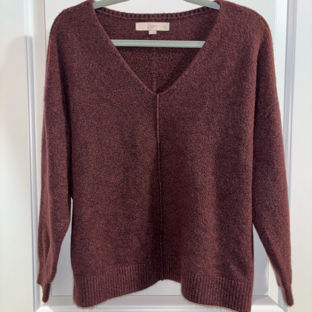 LOFT V-Neck Sweater - Plum, Workwear